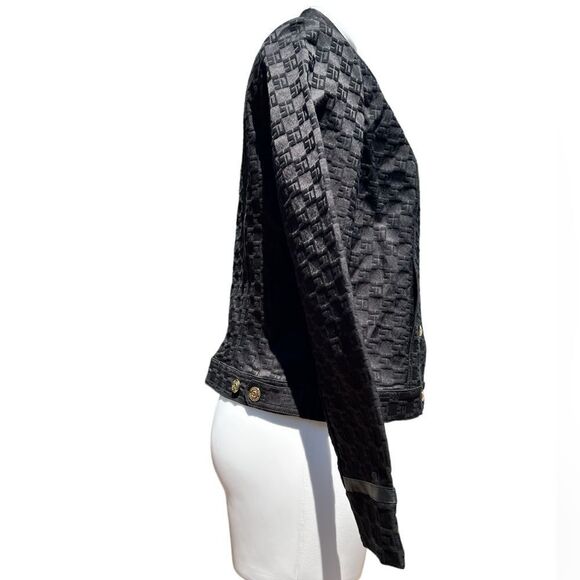 St John Sport Black Logo Trucker Style Jacket Gold Tone Buttons New Size Small - Picture 5 of 11